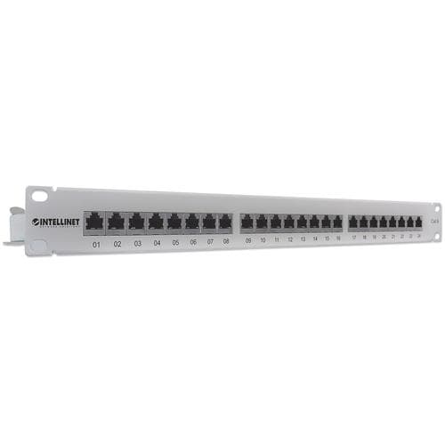 Intellinet Patch Panel Cat6 FTP 24-Port 1U Shielded 90 Top-Entry Punch-Down Blocks Grey IEEE 802.3 IEEE 802.3ab IEEE 802.3u Fast Ethernet Gigabit Ethernet RJ-45 Gold Cat6 F/UTP (FTP)