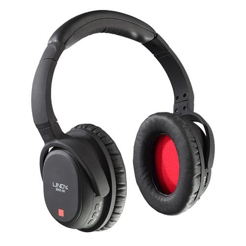 Lindy BNX-60 Wireless Active Noise Cancelling Headphones with aptX Matt Black Wired & Wireless 20 - 20000 Hz Calls/Music Headset Black Red