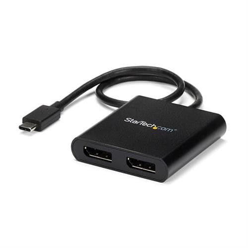 StarTech.com USB-C to Dual DisplayPort 1.2 Adapter USB Type-C Multi-Monitor MST Hub Dual 4K 30Hz/1080p 60Hz DP Laptop Display Extender / Splitter Extra-Long Built-In Cable - Windows Only