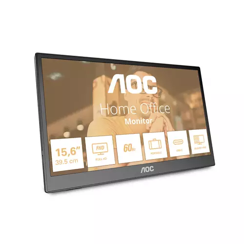 AOC 16T3EA portable TV/monitor Black 39.6 cm (15.6") 1920 x 1080 pixels