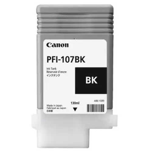 Canon PFI-107BK. Black ink type: Pigment-based ink Printing colours: Black Quantity per pack: 1 pc(s)