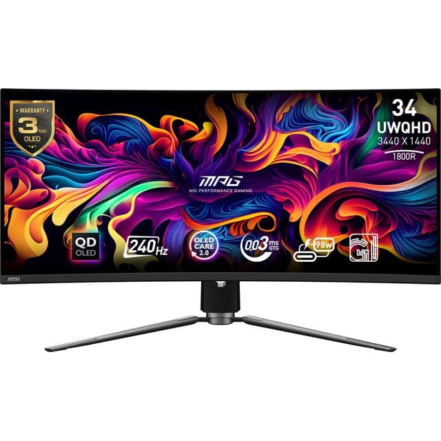 MSI MPG 341CQPX QD-OLED computer monitor 86.4 cm (34") 3440 x 1440 pixels UltraWide Quad HD Black