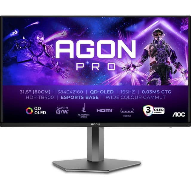 AOC AGON PRO AG326UD computer monitor 80 cm (31.5") 3840 x 2160 pixels 4K Ultra HD QD-OLED Black