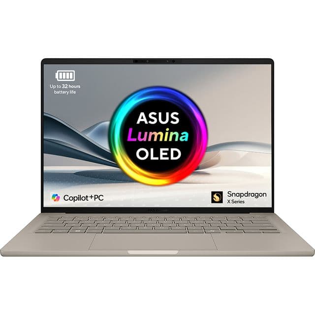 ASUS Zenbook A14 UX3407QA-QD244W Copilot+ PC Snapdragon X1-26-100 Laptop 35.6 cm (14") WUXGA 16 GB LPDDR5x-SDRAM 1 TB SSD Wi-Fi 6E (802.11ax) Windows 11 Home Beige