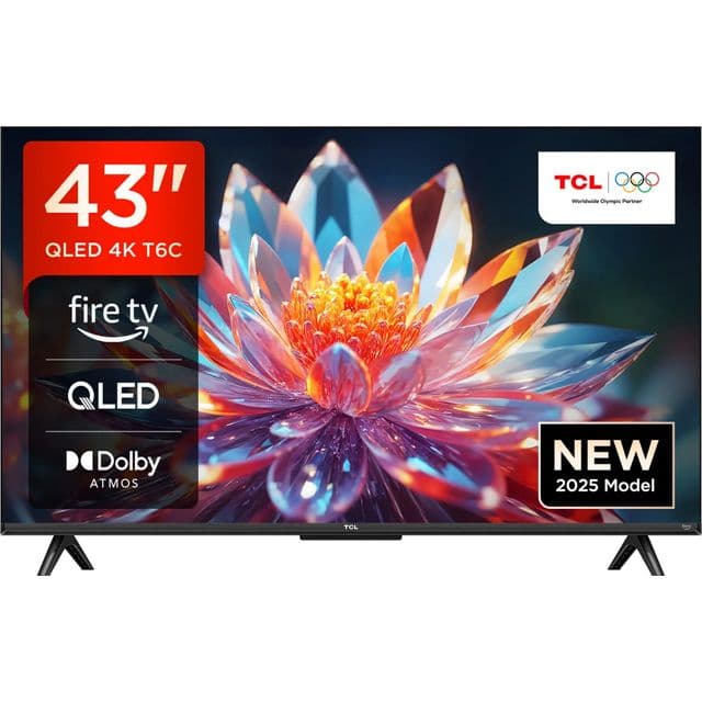 TCL T6C -UK 43 inch QLED 4K HDR 10+ Dolby Vision & Atmos Smart Fire TV