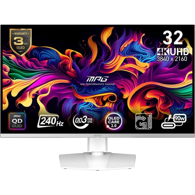 MSI MPG 321URXW QD-OLED 80 cm (31.5") 3840 x 2160 pixels 4K Ultra HD QD-OLED 0.03 ms White