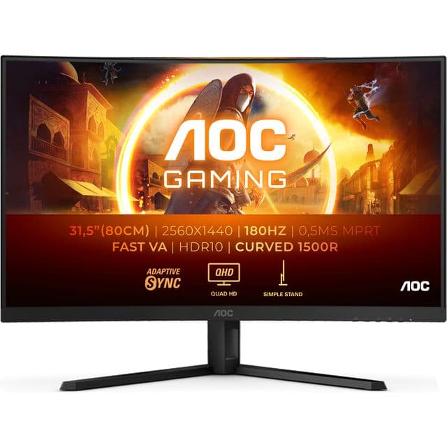 AOC G4 CQ32G4VE computer monitor 80 cm (31.5") 2560 x 1440 pixels Quad HD LCD Black, Grey