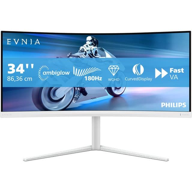 Philips Evnia 5000 34M2C5501A/00 computer monitor 86.4 cm (34") 3440 x 1440 pixels Wide Quad HD LCD White